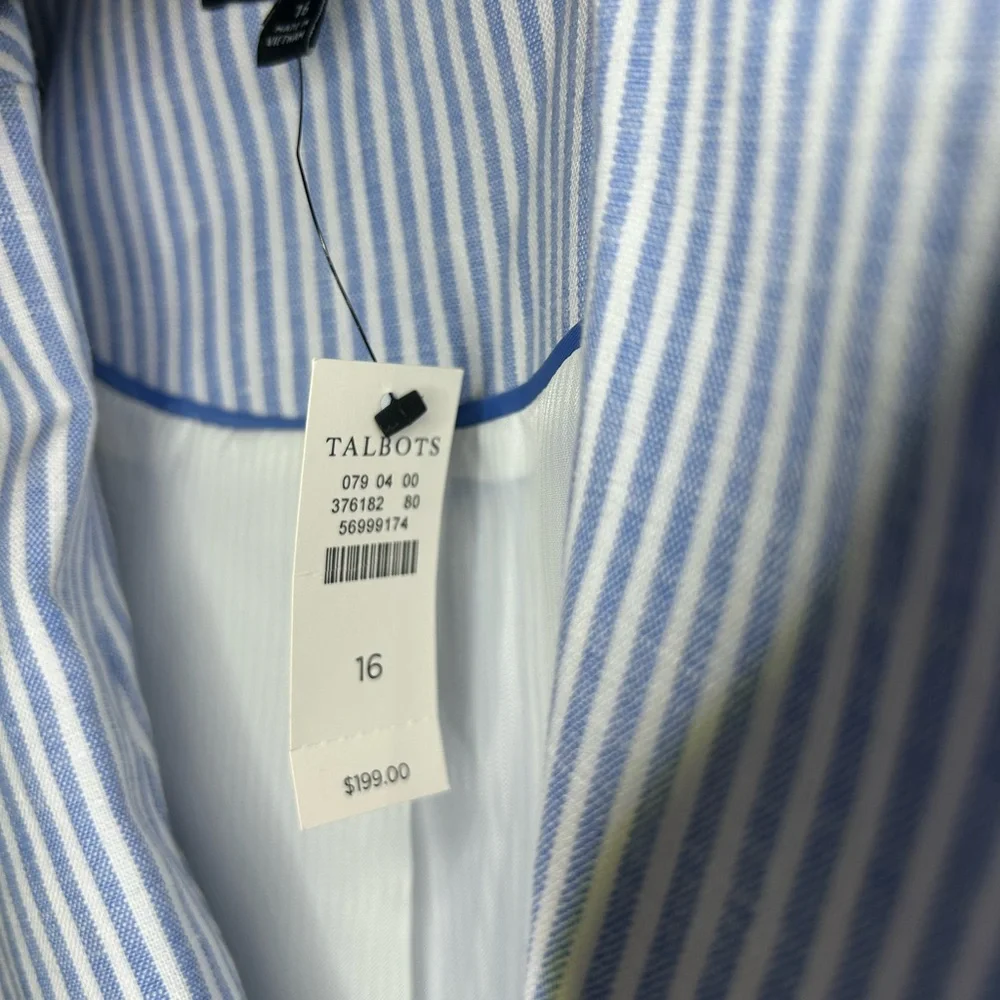 NWT Talbots Women's Blue and White Striped Blazer - Picture 3 of 7